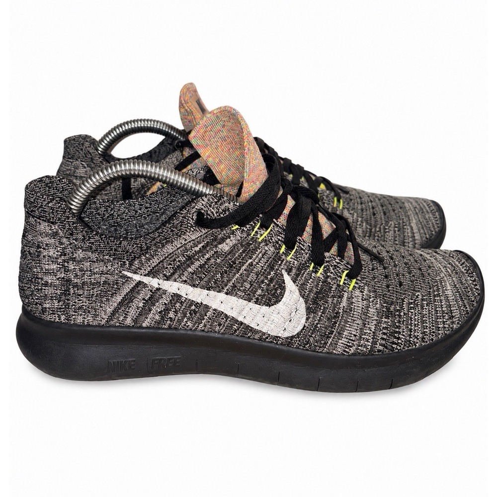 Nike Free RN Flyknit running shoes black/gray multi color mens 8.5